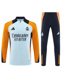 Real Madrid Tracksuits Long Sleeve Soccer Training Uniforms White-Orange