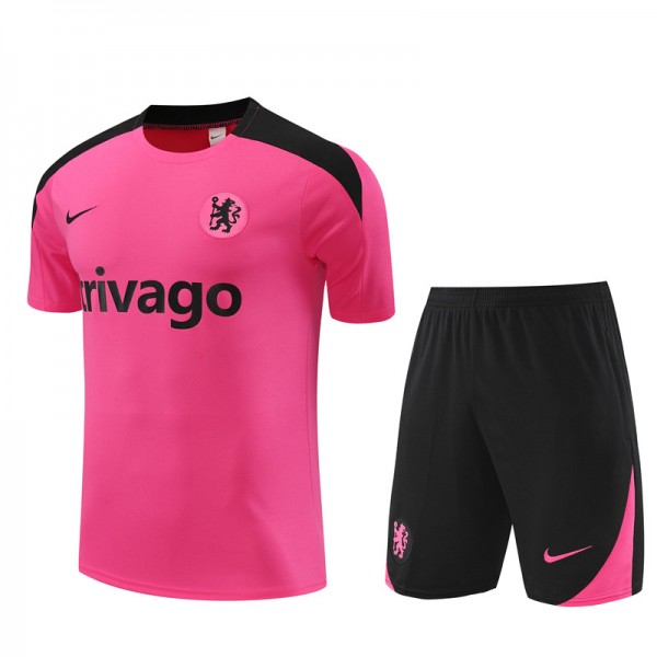 Chelsea Adult Short Sleeve Training Suit Pink for Soccer Fans