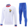 France Full Zip Jacket Long Sleeve Soccer Training Coat White for Football Fans