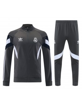 Real Madrid 2025/26 Full Zip Jacket Long Sleeve Soccer Training Coat Grey