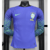 Brazil 2024/25 Away Replica Long Sleeve Custom Jersey Customize Soccer Jersey- Deep Blue