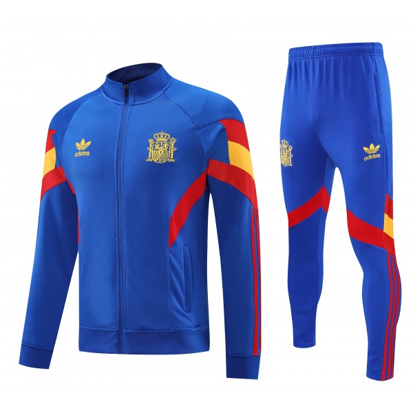 Spain 2025/26 Full Zip Jacket Long Sleeve Soccer Training Coat Blue