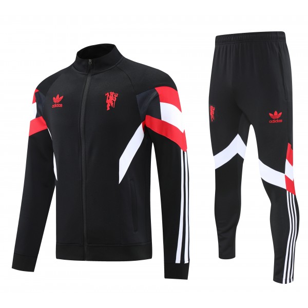 Manchester United 2025/26 Full Zip Jacket Long Sleeve Soccer Training Coat Black