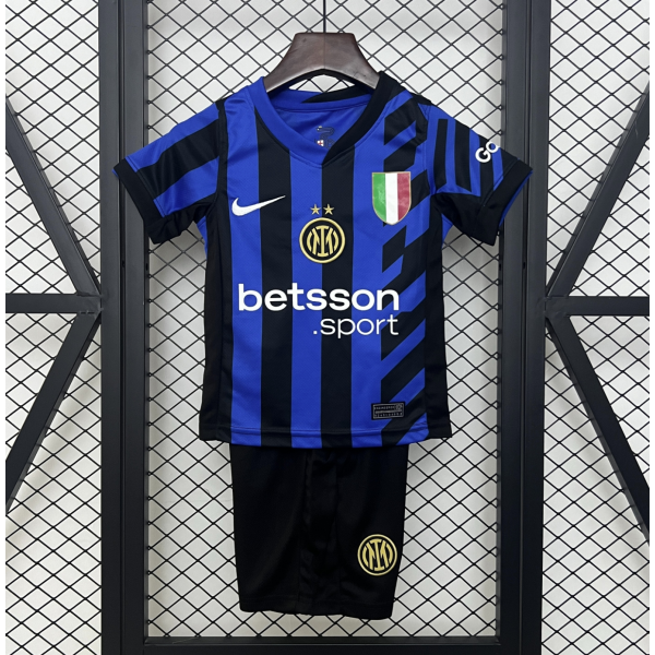 Inter Milan FC 2024/25 Home Kids Apparel Replica Custom Jerseys Youth uniforms - Blue