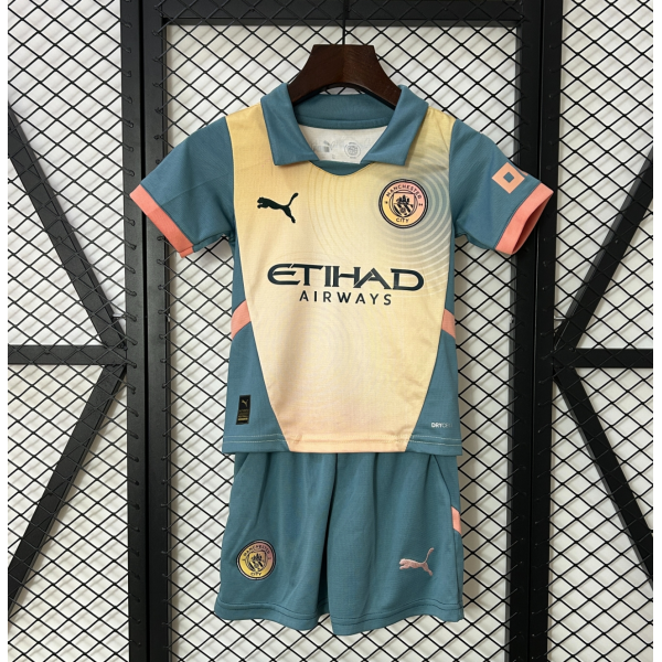 Manchester City FC 2024/25 Away Kids Apparel Replica Custom Jerseys Youth uniforms - Color