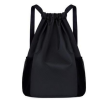 Valleycomfy Drawstring Backpack Sports Gym Backpack with Reflective Strips Water-Resistant String Beach Bag for Men Women Black