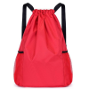 Valleycomfy Drawstring Backpack Sports Gym Backpack with Reflective Strips Water-Resistant String Beach Bag for Men Women Black