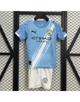 Manchester City FC 2025/26 Home Kids Apparel Replica Custom Jerseys Youth uniforms - Blue